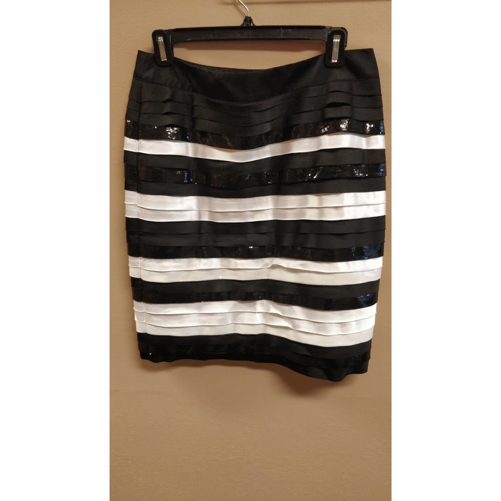 WHBM Womens Pencil Skirt Satin Tier Layer Stripe